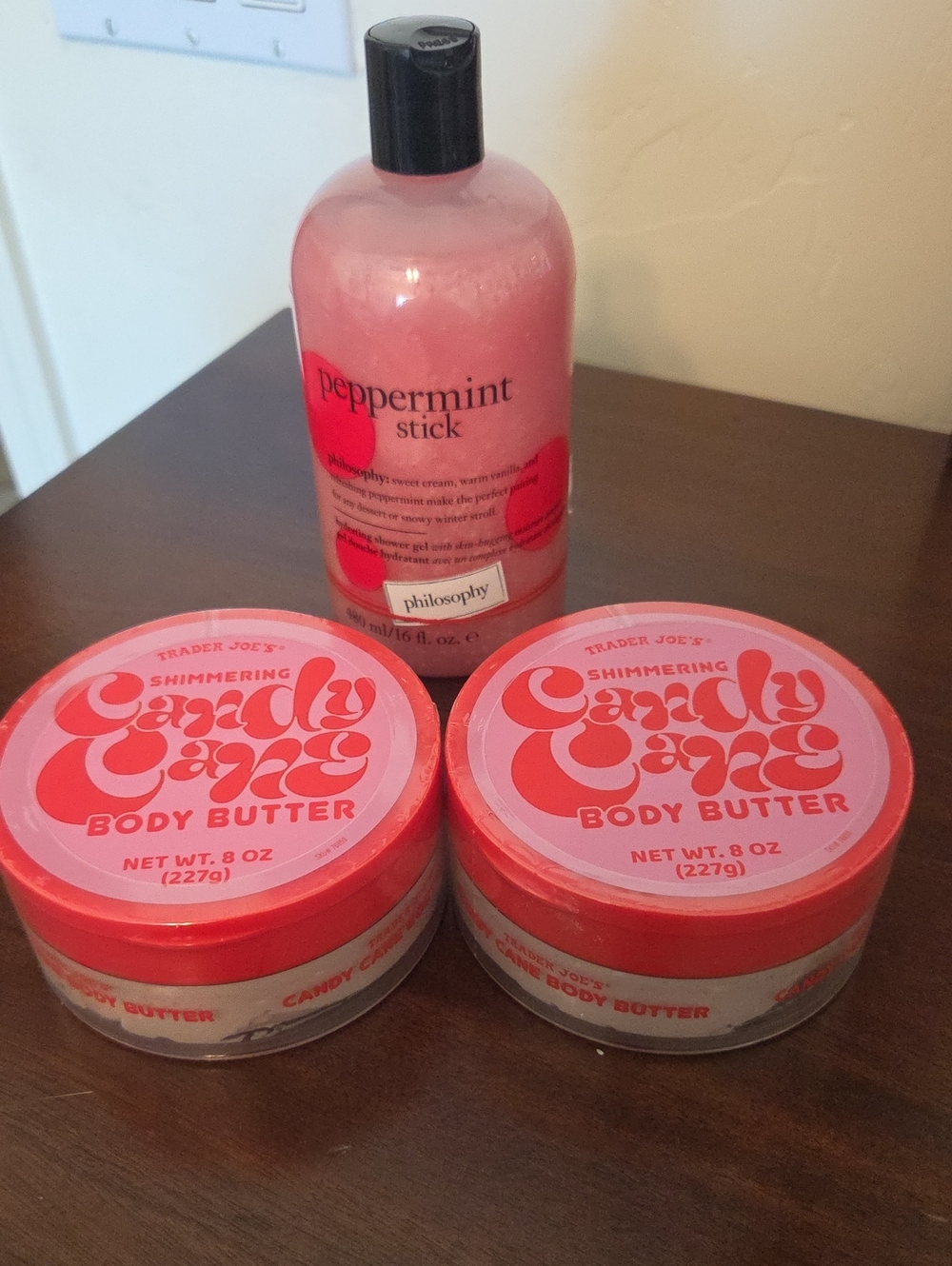 Set Of 2 Trader Joe's Body Butter And Philosophy Body Wash Peppermint Stick
